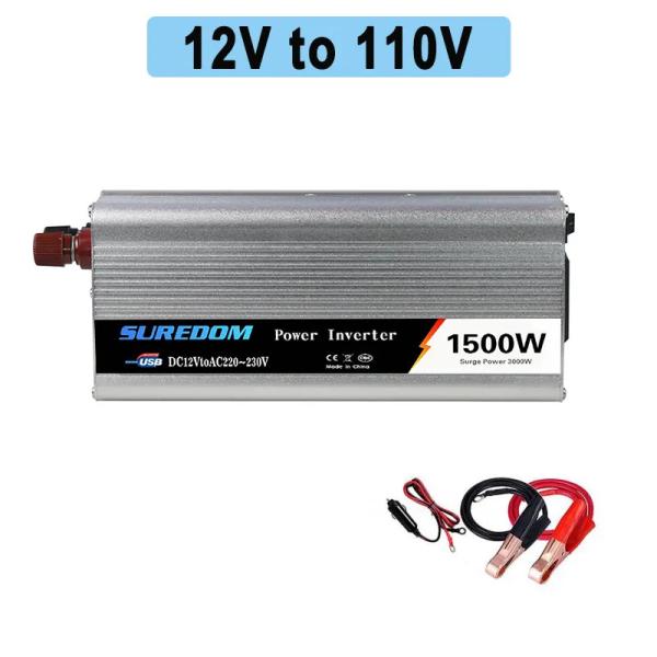 正弦波 パワー インバーター 1500w 12v 220v 110v 電圧 ユニバーサル ソケット ...