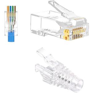 lan コネクタ  CAT6対応LANケーブル用コネクタ RJ45コネクタ カバー付き LANコネクタ Cat6/ Cat6a/ Cat5e対応 つめ折れ防止 10個セット