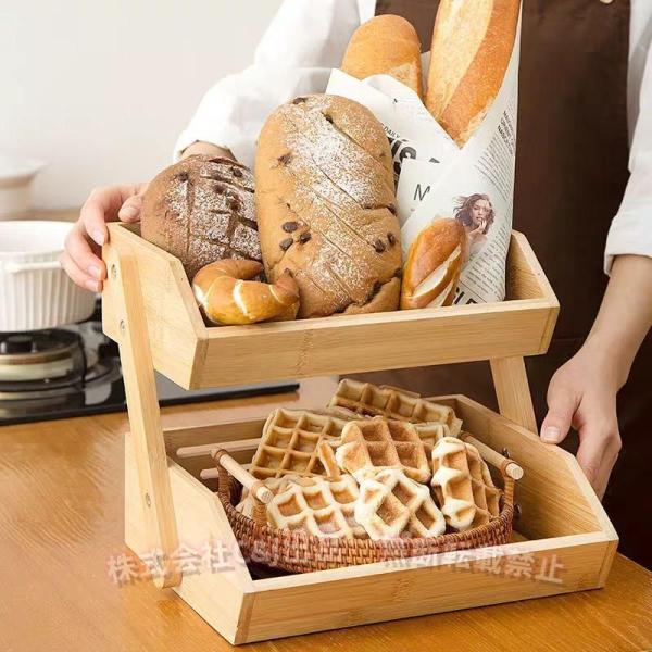 アフタヌーンティー?スタンド木製2段ケーキスタンドおしゃれデザートディスプレイスタンド木目（株）C&amp;...