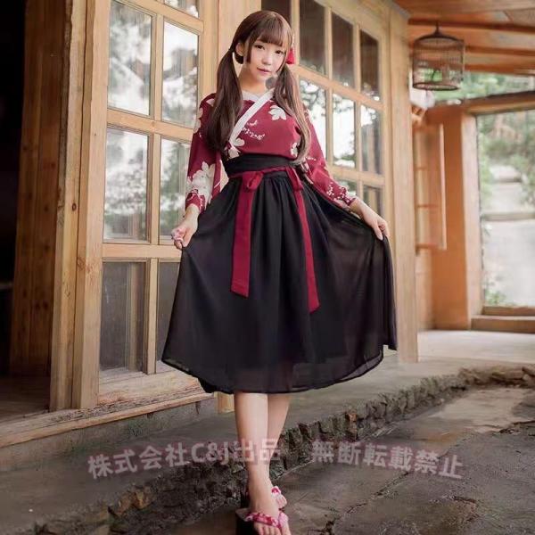 コスチューム 浴衣 着物 浴衣 袴 はかま 和服 スカート ドレス 巫女 和風 ミニ ミニスカート ...