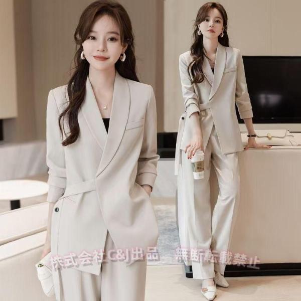 フォーマルスーツ レディース ママ 入園式 就活 2点セット ワイドパンツ 大人 上品 C&amp;J パン...