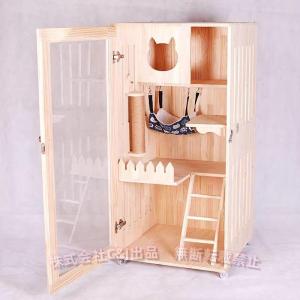 猫用キャビネット キャットトイレ 家具 C&J（株) ペット用品 ネコトイレ 棚 リビング 木製 キャットケージ ヴィラ 無垢材 目隠し 収納 おしゃれ