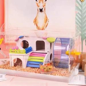 ハムスター用品 ハムスターケージ 小動物用ケージ ケージ 広いハウス 小動物小屋 C&amp;J 籠 かご 飼育 大きい 透明 滑り止め 掃除しやすい 贅沢セット 快適