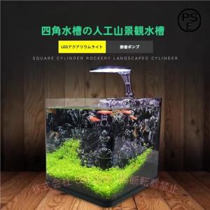 レイアウト ミニ家庭用 水族館 水槽 魚飼育 金魚の水槽セット 熱帯魚水槽セット C&J LEDライト ライト ペット用品 省電 静音 装飾 快適 安心 室内用 便利
