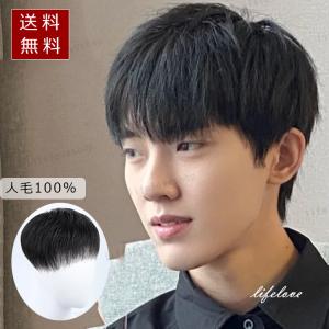 ウィッグ メンズ 部分 人毛 トップウィッグ 自然 ショート 短髪 かつら ショートウィッグ メンズウィッグ 医療用 薄毛 脱毛症 増毛 分け目 つむじ 薄毛隠し