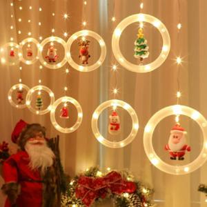 クリスマス LEDイルミネーション リングライト サンタクロース 装飾 LEDライト 飾り 電飾 xmas おしゃれ 照明 室内 オーナメント aio｜lifemaru