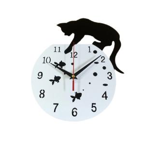 【組立が必要】黒猫 壁掛け時計 ウォールクロック クロネコ ねこ 壁時計  おしゃれ 掛け時計 北欧風 キャット おしゃれ かわいい aio インテリア時計｜lifemaru