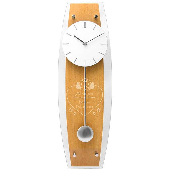 結婚祝い 名前入り 名入れ プレゼント ペンデュラムクロック ビーチウッド 振り子時計 掛け時計 壁...