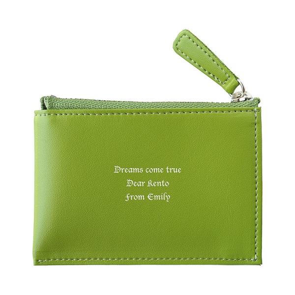 名入れギフト プレゼント コインケース グリーン 小銭入れ 贈り物 母親 名前入り ネーム入り カワ...