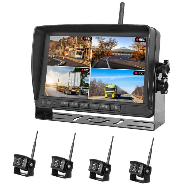 デジタル式無線DVRセット ワイヤレスカメラ4個 4CH同時録画可 DC12-24V汎用 トラック ...
