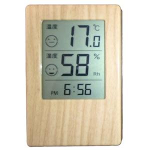 クレセル 木目調 時計付きデジタル温湿度計 Grain CR-2700J （-9.9〜50℃）