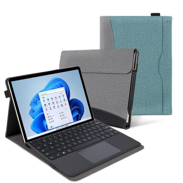 Surface Pro 8ケース 手帳型 ペンホルダー付きキーボード付も収納可能横開き保護カバー ス...