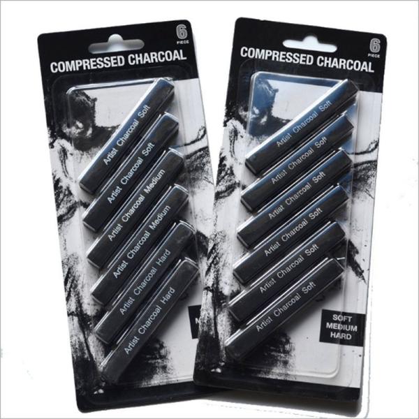 木炭 画材セット 絵の具 美術 デザイン用 スケッチ 粗 10*10*80mm ソフト・ミディアム・...