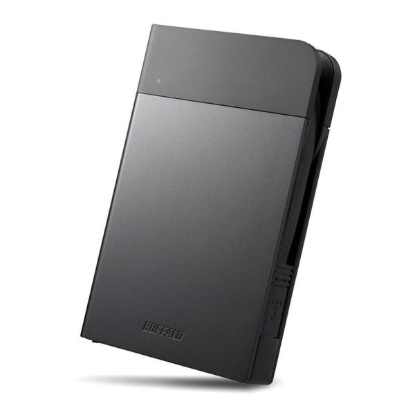 BUFFALO ICカードロック解除対応MILスペック耐衝撃ボディー防滴・防塵ポータブルHDD 1T...