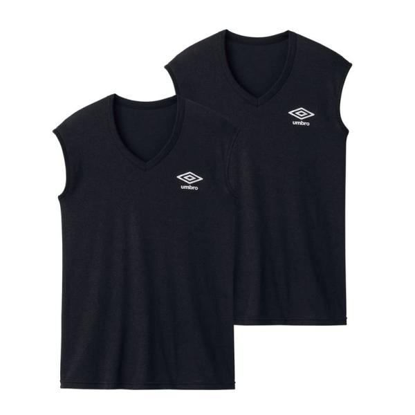 アンブロ Tシャツ Ｖネックスリーブレス 綿混 吸汗速乾 2枚組 ボーイズ ブラック 170