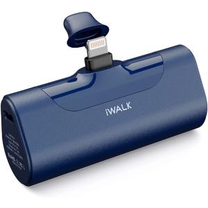 iWALK 超小型 モバイルバッテリー iphone 4500mAh Lightning コネクター内蔵 コードレス 軽量 直接充電 急速充電 PSE認証 (ブルー)