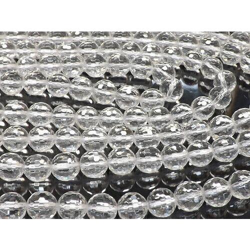 【天然石卸】クリスタルクォーツ　128面カット水晶AAA　８ｍｍ　１連売り