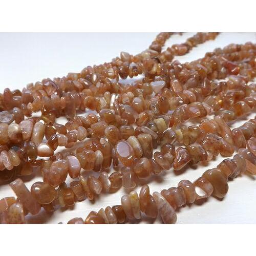 天然石 サンストーン　さざれ　１連・80cm