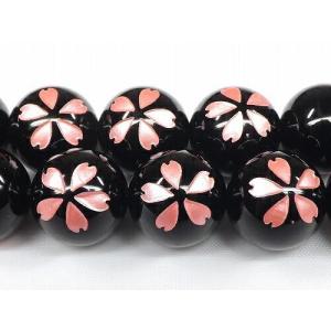 【天然石卸】ピンク　オニキス　桜彫り　 8ｍｍ　一粒売り