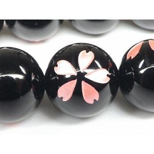 【天然石卸】ピンク オニキス 桜彫り 8mm ...の詳細画像1