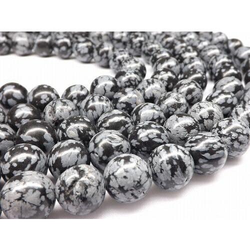 スノーフレークオブシディアン　ラウンド12mm　　１連売り