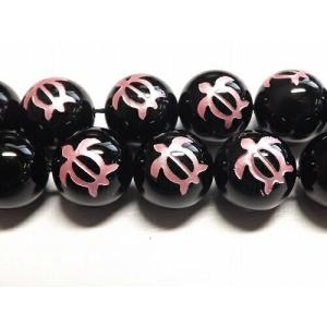 【天然石卸】ピンク オニキス ホヌ彫り 8mm...の詳細画像1