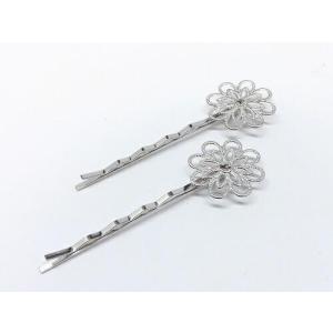 ヘアアクセサリー用　透かし台座付ヘアピン　2本入り　p-0589