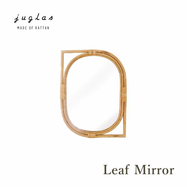JUGLAS ユグラ リーフミラー ウォールミラー フェイスミラー 鏡 壁掛け 丸形 円形 楕円 オ...