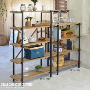 東谷 什器 スチールラック 棚板 木製 ラック 収納棚 4段 レトロ