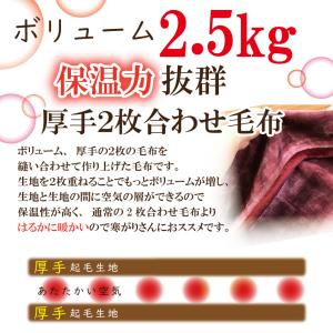 毛布 西川 シングル 厚手 2枚合せ 2.5k...の詳細画像3