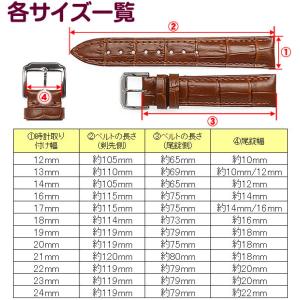 時計ベルト 本革 牛革 クロコ型押し バネ棒・...の詳細画像2