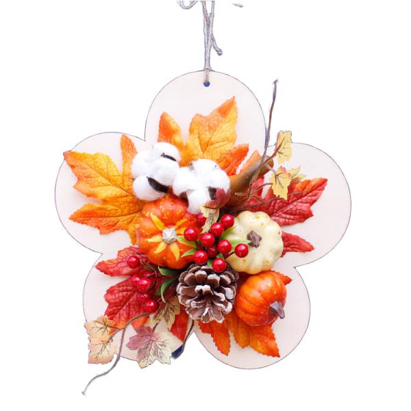 ハロウィンリース 飾り 花輪 ドアリース パンプキン 松ぼっくり 秋のリース 秋の葉 クリスマス 壁...