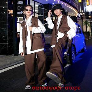 キッズ ダンス 衣装 セットアップ 茶色 パン...の詳細画像2