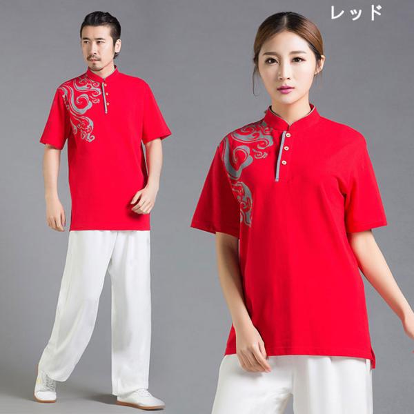 太極拳服 太極拳 ウェア トップス Tシャツ 半袖 メンズ レディース 男女兼用 武術表演服 スポー...