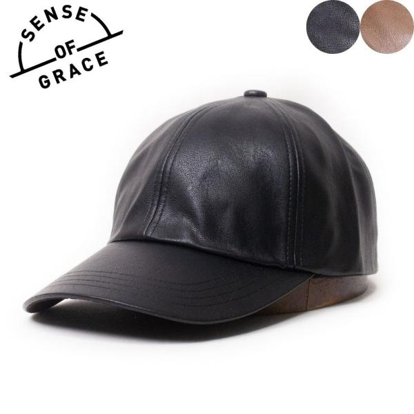 帽子 キャップ メンズ レディース SENSE OF GRACE エコレザーキャップ フリーサイズ ...