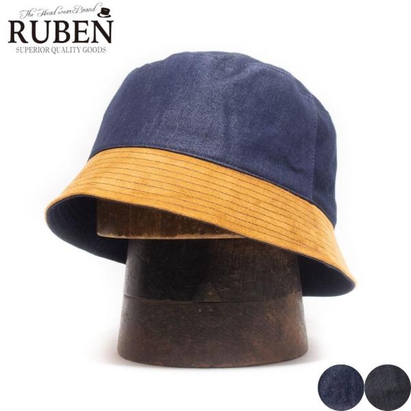 帽子 ハット メンズ レディース RUBEN ルーベン エコスエード デニムコンビバケットハット R...