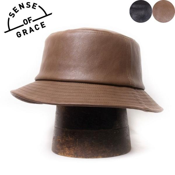 帽子 ハット メンズ レディース SENSE OF GRACE エコレザーバケットハット ESH53...