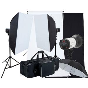 撮影機材 撮影照明 「ヘアサロン撮影キット」ストロボ2灯セット背景付き