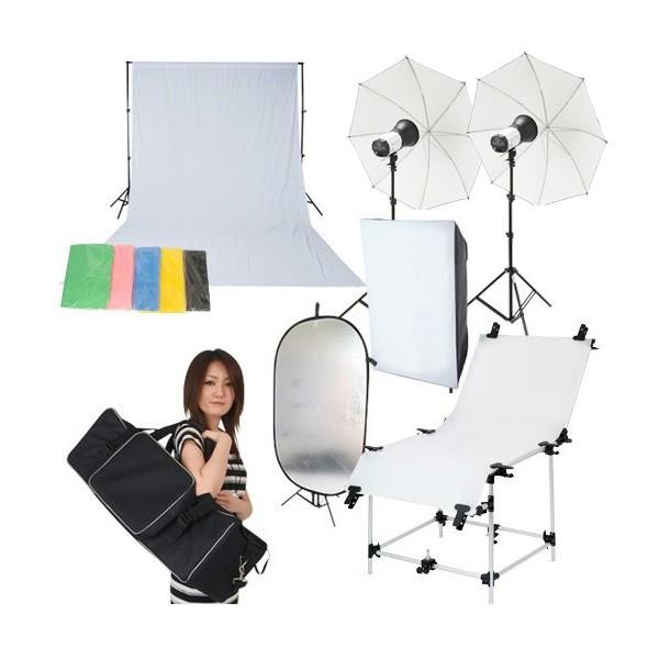 撮影機材 撮影照明「ソク撮」デジタルフル テーブル付250Wストロボ2灯セット