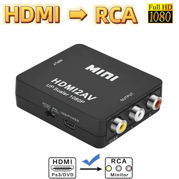 HDMI to RCA 変換 アダプター コンバーター アナログAV コンポジット 1080P 対応...