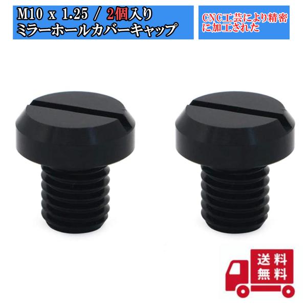 M10 x 1.25 正ネジ 2個入 ミラーホールカバーキャップ 正ネジ 逆ネジ ボルト バイクミラ...