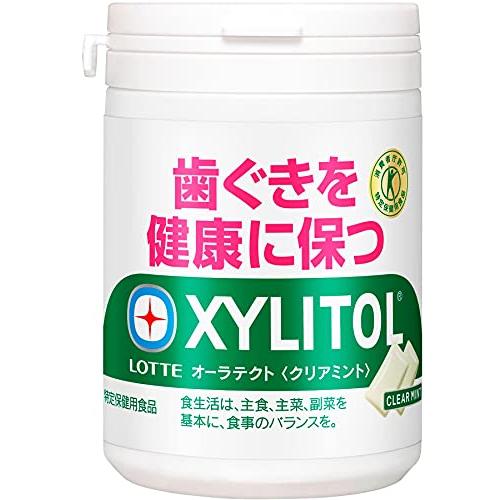トクホ 歯を丈夫で健康に保つ ロッテ キシリトール オーラテクトガム(クリアミント) スリムボトル ...