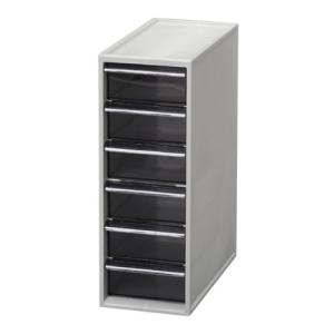 【深型6段】アイリスオーヤマ キャビネット 小物入れ 簡易ロック構造 滑り止め用のゴム脚付き ライトグレー KC-100R
