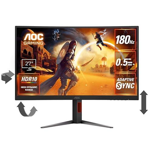 AOC ゲーミングモニター C27G4H/11 27インチ フルHD@180Hz 曲面1500R 0...