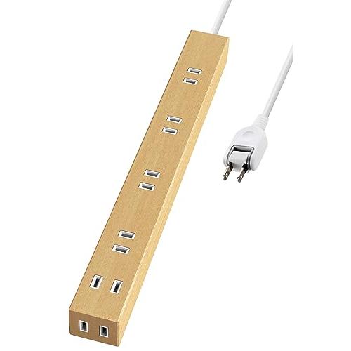 エレコム 電源タップ 雷ガード 6個口 木目調 2m オーク材 ECT-0202O