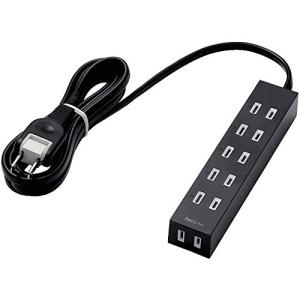 エレコム 電源タップ ホコリシャッター付 耐熱素材使用 flecc barra 6個口 2.0m ブラック T-NFL01-2620BK｜HIKARIショップ