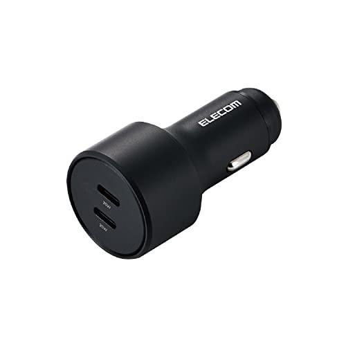 エレコム カーチャージャー シガーソケット USB-C 最大40W (2ポート合計) USB PD対...