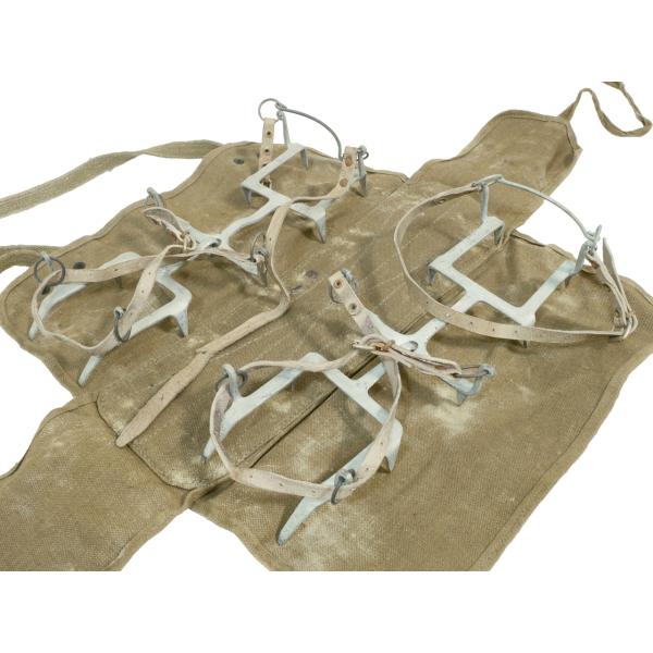 イタリア軍 ヴィンテージ アイゼン クランポン 28cm ※表記43 革帯要修理 画像現品a