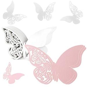 名前の場所のカード RuiChy 100個の蝶の結婚式の場所のカード結婚式の婚約パーティーの好意のための中空のカ