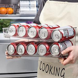 Steppiano 冷蔵庫トレー 缶ビール ホルダー 冷蔵庫用収納ボックス 缶収納ラック 透明 二重収納 取り出しやすい スッキリ収納 飲料収納ラック 缶ビール収納